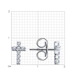 Серьги из серебра с фианитами «Сияющий Крестик» Соколов (арт.94025754)