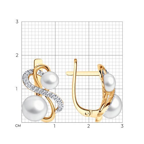 Серьги золотые пробы 585 с жемчугом (Арт.792483)