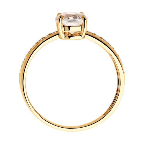 Кольцо золотое пробы 585 с горным хрусталем (Арт.716352)