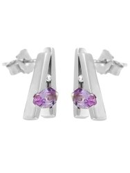 Серьги из серебра с александритом и куб. цирконием (Арт.cz-e00262-x-w-pur-x-w)