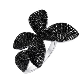Кольцо серебряное со шпинелью «Flower Noir» Fresh Jewelry (арт.CZ-R01803-X-WB-X-X-B)