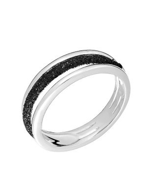Кольцо из серебра с чёрной крошкой «Universe Line» Fresh Jewelry (арт.Gl-R02564-X-W-X-X-B)