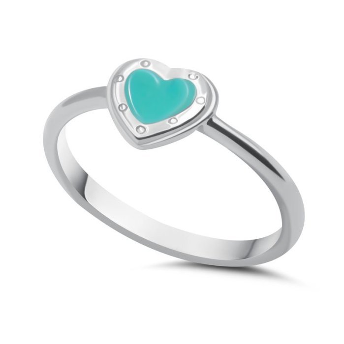 Кольцо серебряное с эмалью «Бирюзовое сердце» MyJewels (арт.2111320438tm_jemal)