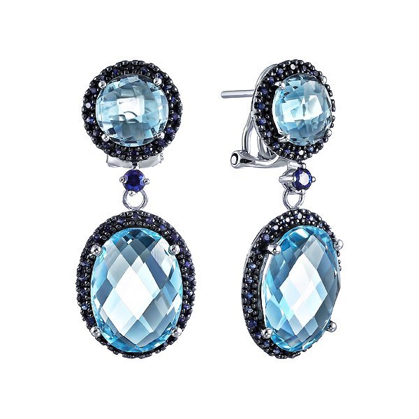 Серьги из белого золота с сапфиром и топазом (Арт.aase2889_wgsabt_sr_sa_bt_wg)