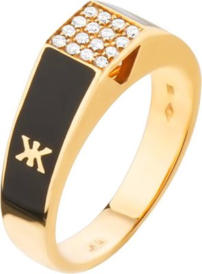 Кольцо из золота с бриллиантом и эмалью (Арт.9163dlnoj)