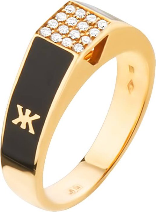 Кольцо из золота с бриллиантом и эмалью (Арт.9163dlnoj)