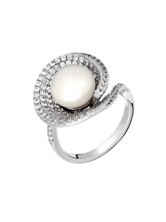 Кольцо серебряное с жемчугом и фианитами «Nautilus Shine» Fresh Jewelry (арт.PI-R00606-X-W-PN-X-W)