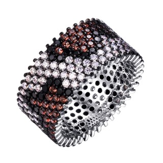 Кольцо серебряное с фианитами «Wild Stripe» Fresh Jewelry (арт.SL-R01317-X-WB-X-X-Mix)