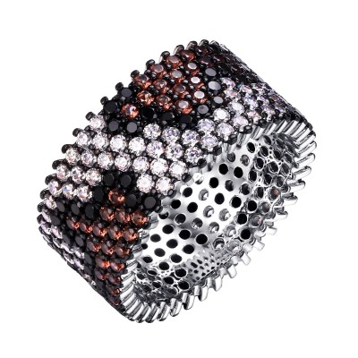 Кольцо серебряное с фианитами «Wild Stripe» Fresh Jewelry (арт.SL-R01317-X-WB-X-X-Mix)