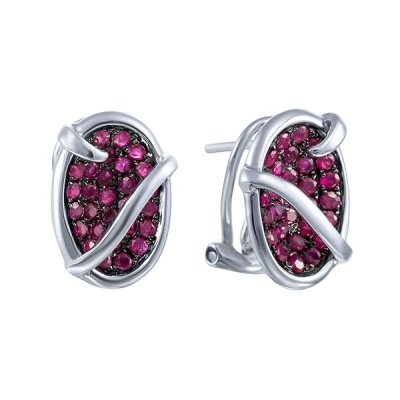 Серьги из белого золота с рубином (Арт.e21659_ru_wg)