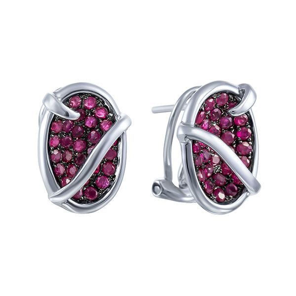 Серьги из белого золота с рубином (Арт.e21659_ru_wg)