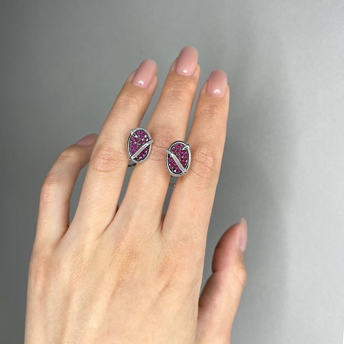 Серьги из белого золота с рубином (Арт.e21659_ru_wg)