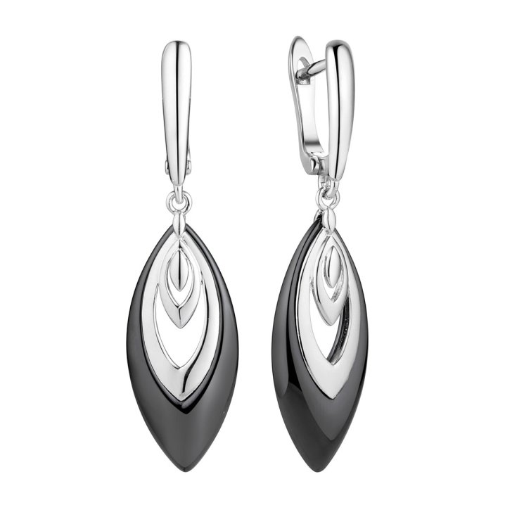 Серьги из серебра с керамикой (Арт.tc-e00588-b-w-x-x-x)