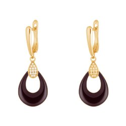 Серьги из серебра с керамикой и фианитом (Арт.tc-e00970-br-g-x-x-w)