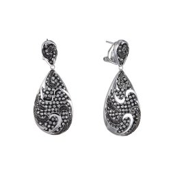 Серьги из белого золота с бриллиантом и топазом (Арт.e46338a114wb001_db_wg)