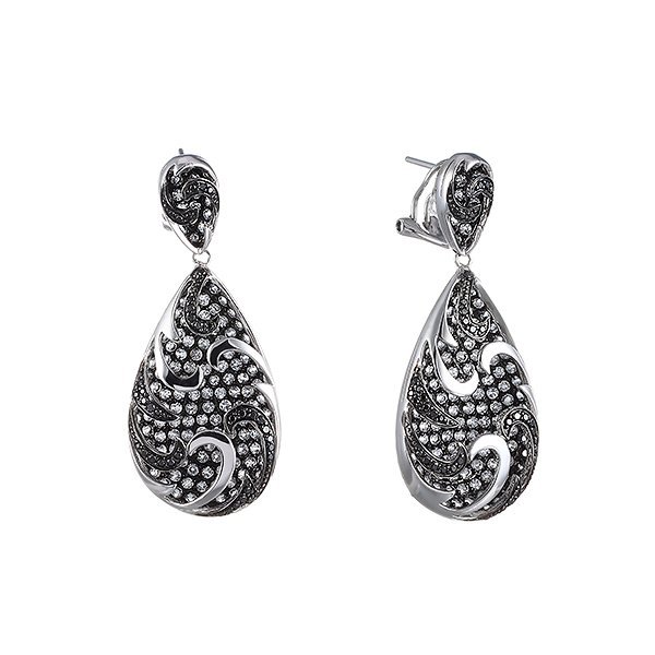 Серьги из белого золота с бриллиантом и топазом (Арт.e46338a114wb001_db_wg)