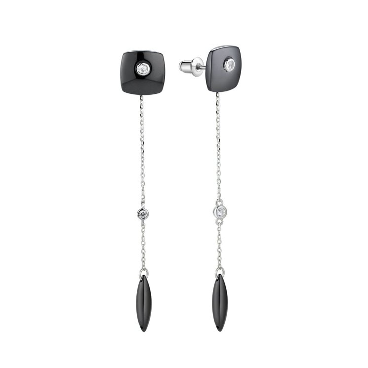 Серьги из серебра с керамикой и фианитом (Арт.tc-e01841-b-w-w-x-w)