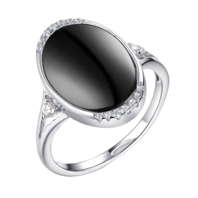 Кольцо из серебра с керамикой и фианитом (Арт.tc-r00375-b-w-x-x-w)