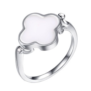 Кольцо с белой керамикой и фианитами «Lucky Clover» Fresh Jewelry (арт.TC-R01075-W-W-X-X-W)