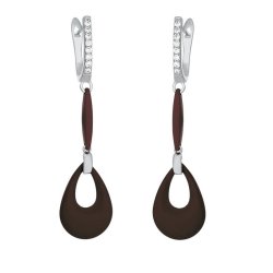 Серьги из серебра с керамикой и куб. цирконием (Арт.tm-e00097-br-w-x-x-w)