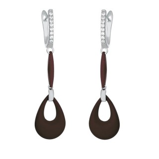 Серьги серебряные с керамикой и фианитами «Ceramic Grace» Fresh Jewelry (арт.TM-E00097-BR-W-X-X-W)