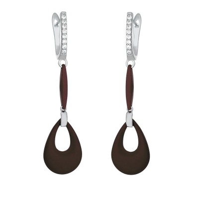 Серьги серебряные с керамикой и фианитами «Ceramic Grace» Fresh Jewelry (арт.TM-E00097-BR-W-X-X-W)