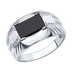 Кольцо из серебра с наношпинелью и фианитами (Арт.94011394)
