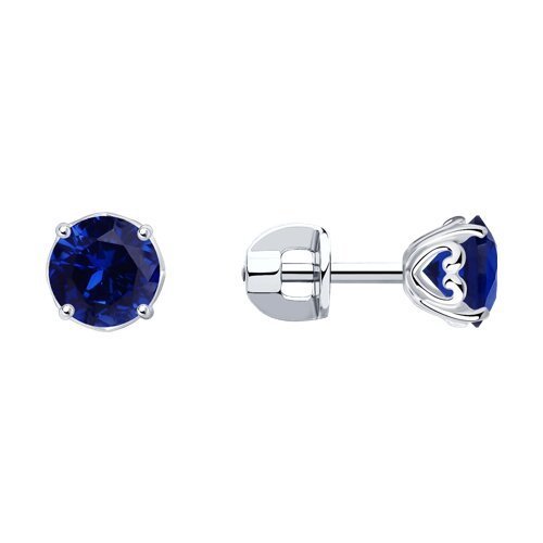 Серьги из серебра с синими корунд (синт.) (Арт.88020060)
