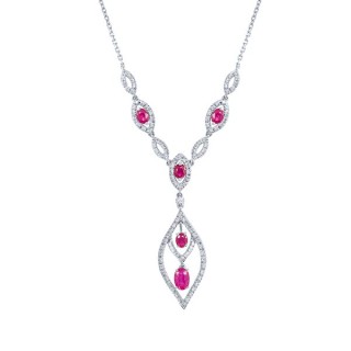 Ожерелье с бриллиантами и рубинами «Алая Гармония» из белого золота MY JEWELS (арт.KR2113N-W_R-16_RU_WG)