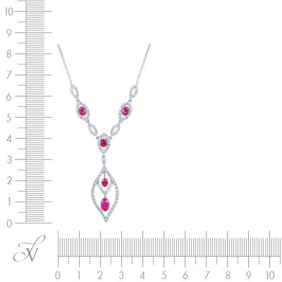 Ожерелье с бриллиантами и рубинами «Алая Гармония» из белого золота MY JEWELS (арт.KR2113N-W_R-16_RU_WG)