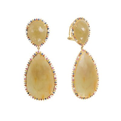 Серьги из золота с корундом и сапфиром (Арт.me32639-fs-yg_sm_cr_yg)