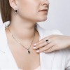 Серьги серебряные с агатом и фианитами «Ночная Овалия» Соколов (арт.92022060)
