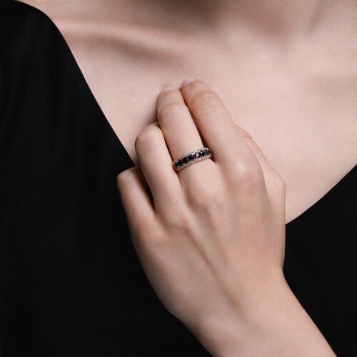 Кольцо из золота с бриллиантами и сапфирами (Арт.2011215)