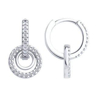 Серьги из серебра с фианитами «Сияние кругов» Соколов (арт.94026909)