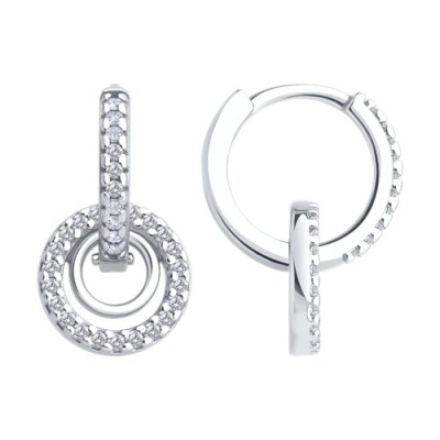 Серьги из серебра с фианитами «Сияние кругов» Соколов (арт.94026909)
