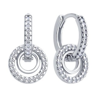 Серьги из серебра с фианитами «Сияние кругов» Соколов (арт.94026909)