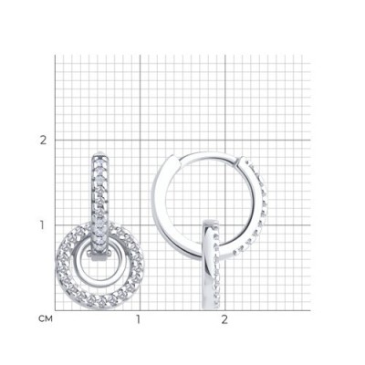 Серьги из серебра с фианитами «Сияние кругов» Соколов (арт.94026909)