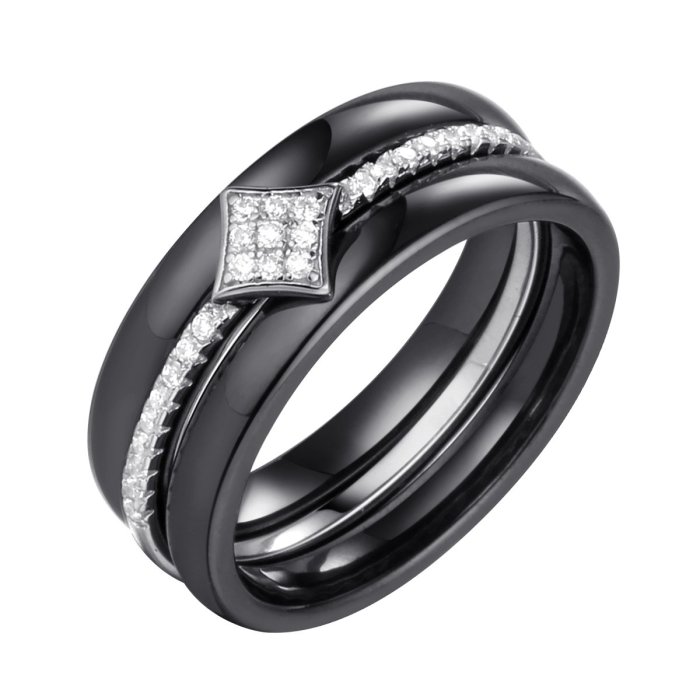 Кольцо из серебра с керамикой и фианитом (Арт.tc-r00701-b-w-x-x-w)