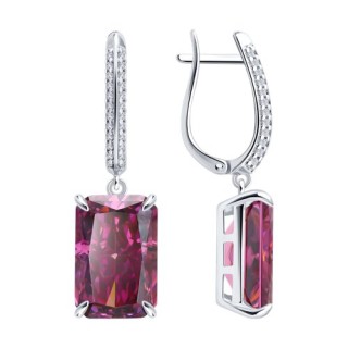 Серьги из серебра с фианитами «Рубиновый Шарм» SOKOLOV (арт.94027347)