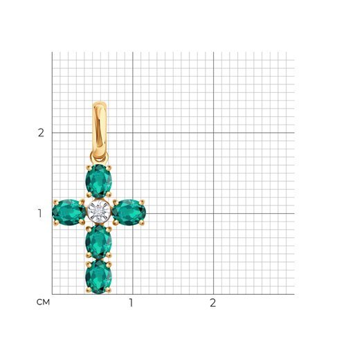 Подвеска из золота с бриллиантом и изумрудами (Арт.3030217)