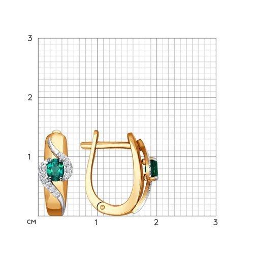 Серьги из комбинированного золота с бриллиантами и изумрудами (Арт.3020399)