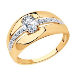 Кольцо из золочёного серебра с фианитами (Арт.93010499)