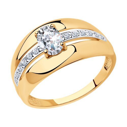 Кольцо из золочёного серебра с фианитами (Арт.93010499)