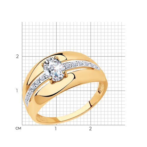 Кольцо из золочёного серебра с фианитами (Арт.93010499)