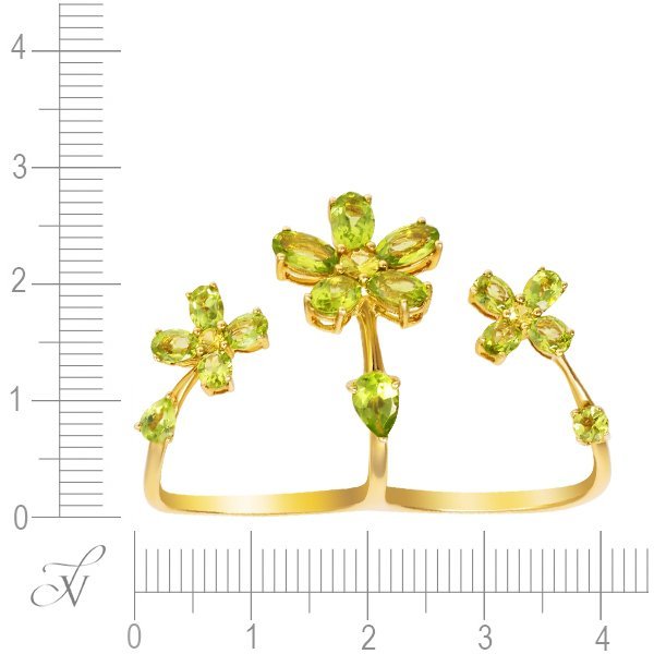 Кольцо из золота с хризолитом и цитрином (Арт.rr11724-rg_ct_pd_yg)