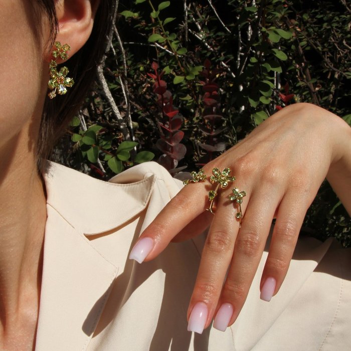 Кольцо из золота с хризолитом и цитрином (Арт.rr11724-rg_ct_pd_yg)