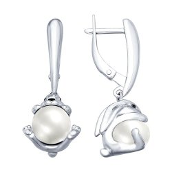 Серьги из серебра с жемчугом (Арт.94022701)