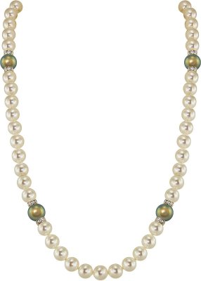 Ожерелье из серебра с жемчугом и куб. цирконием (Арт.102l-gr5-3-26)