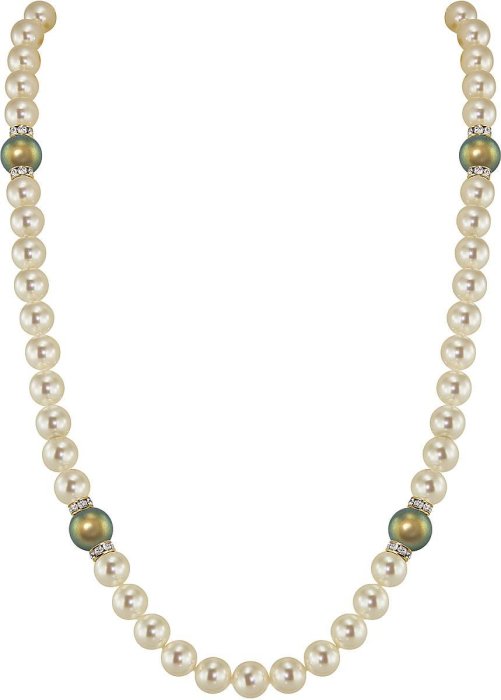 Ожерелье из серебра с жемчугом и куб. цирконием (Арт.102l-gr5-3-26)