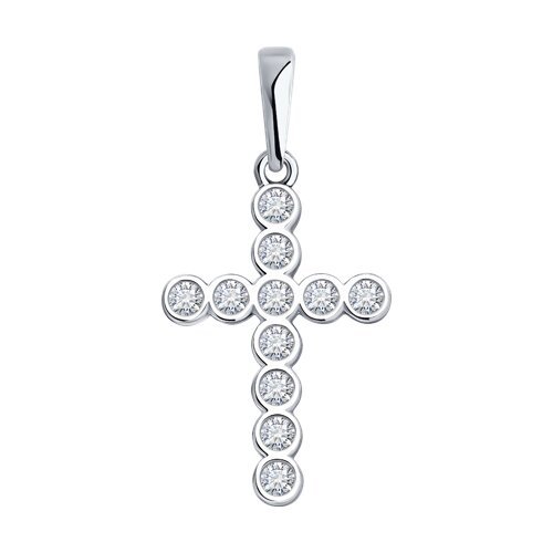 Подвеска из белого золота с  бриллиантом выращенным и рубином (Арт.52-230-02512-1)